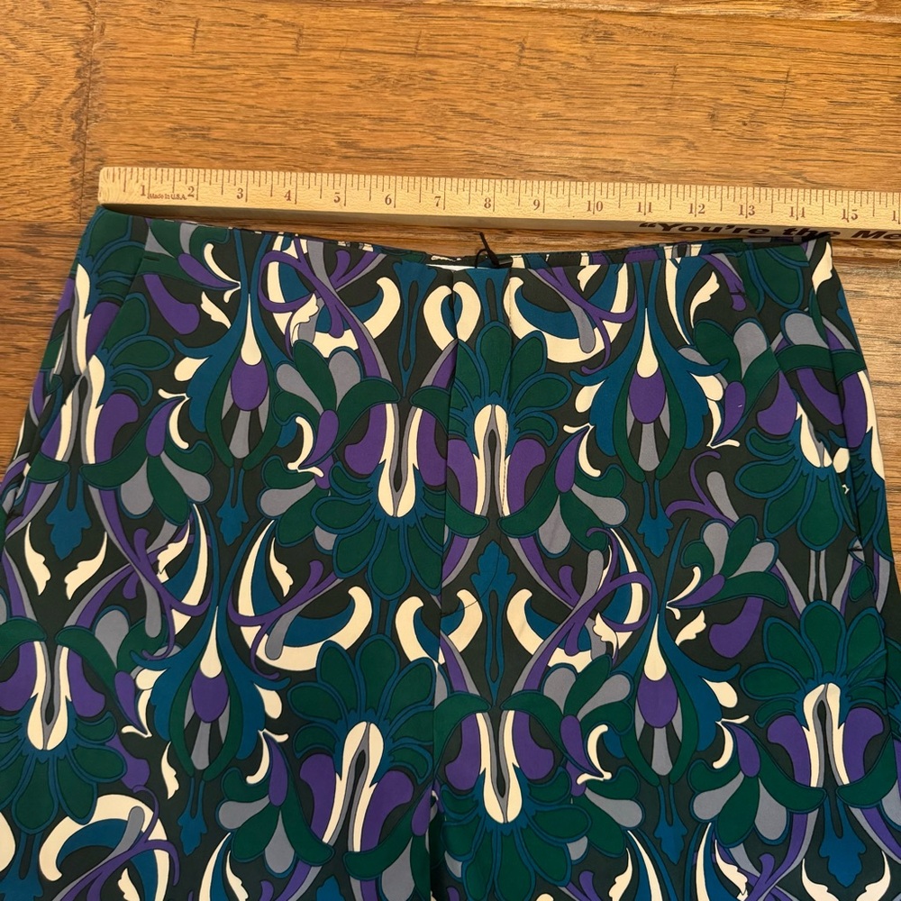 MNG Mango Pantalon 312 Hailey Straight Leg Trouser Pants in 70s Retro Print Sz 8 - Picture 10 of 14